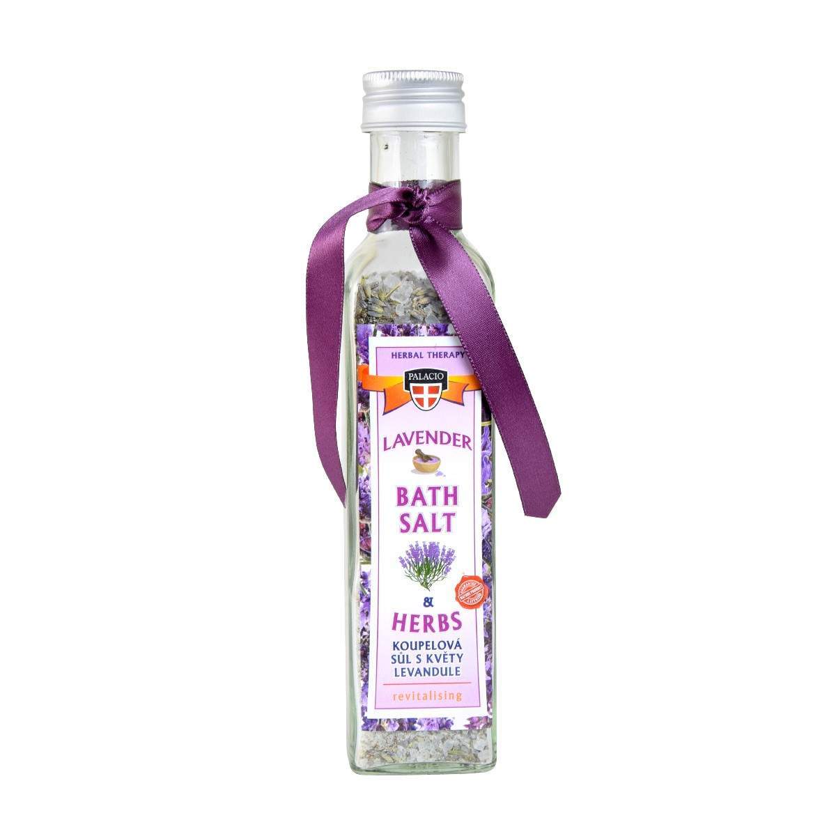 Badesalz Glasflsche Frontseite Lavendel