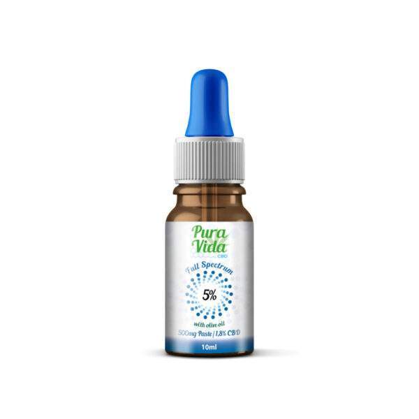CBD Öl Pura Vida Olive Oil Glas Frontseite